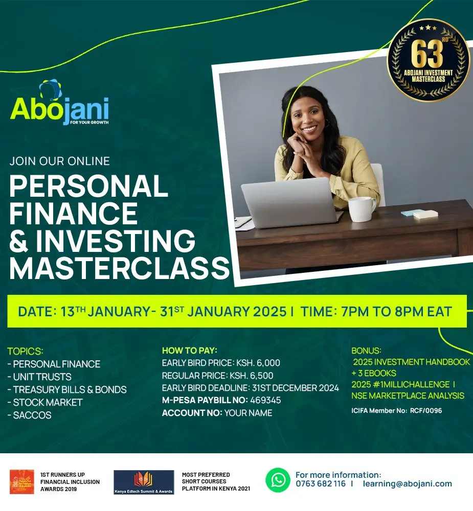 Abojani Personal Finance and Investment Masterclass course is designed to put you on the path to financial freedom