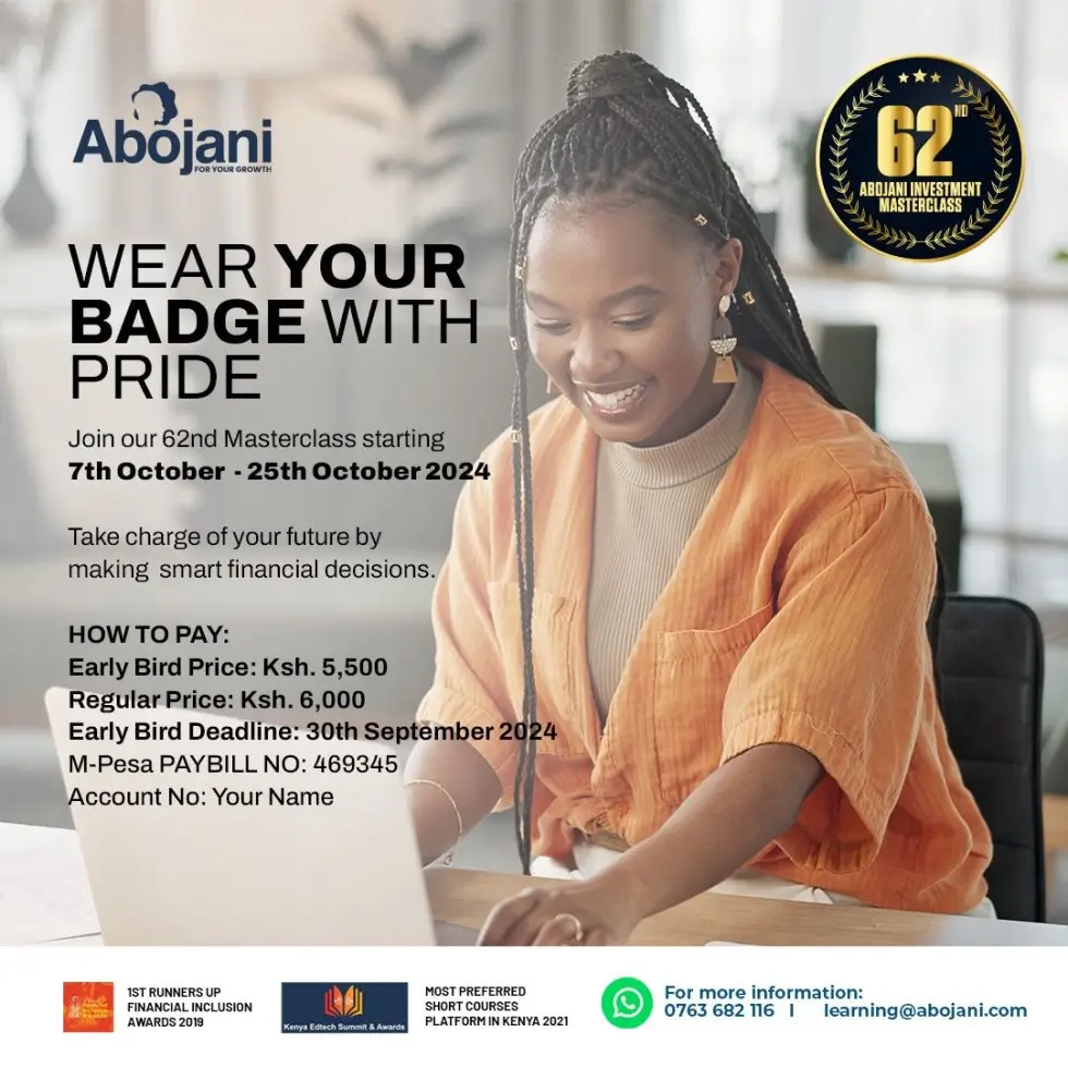 Registration for Abojani Personal Finance and Investing Masterclass Wear your Badge with Pride October Masterclass