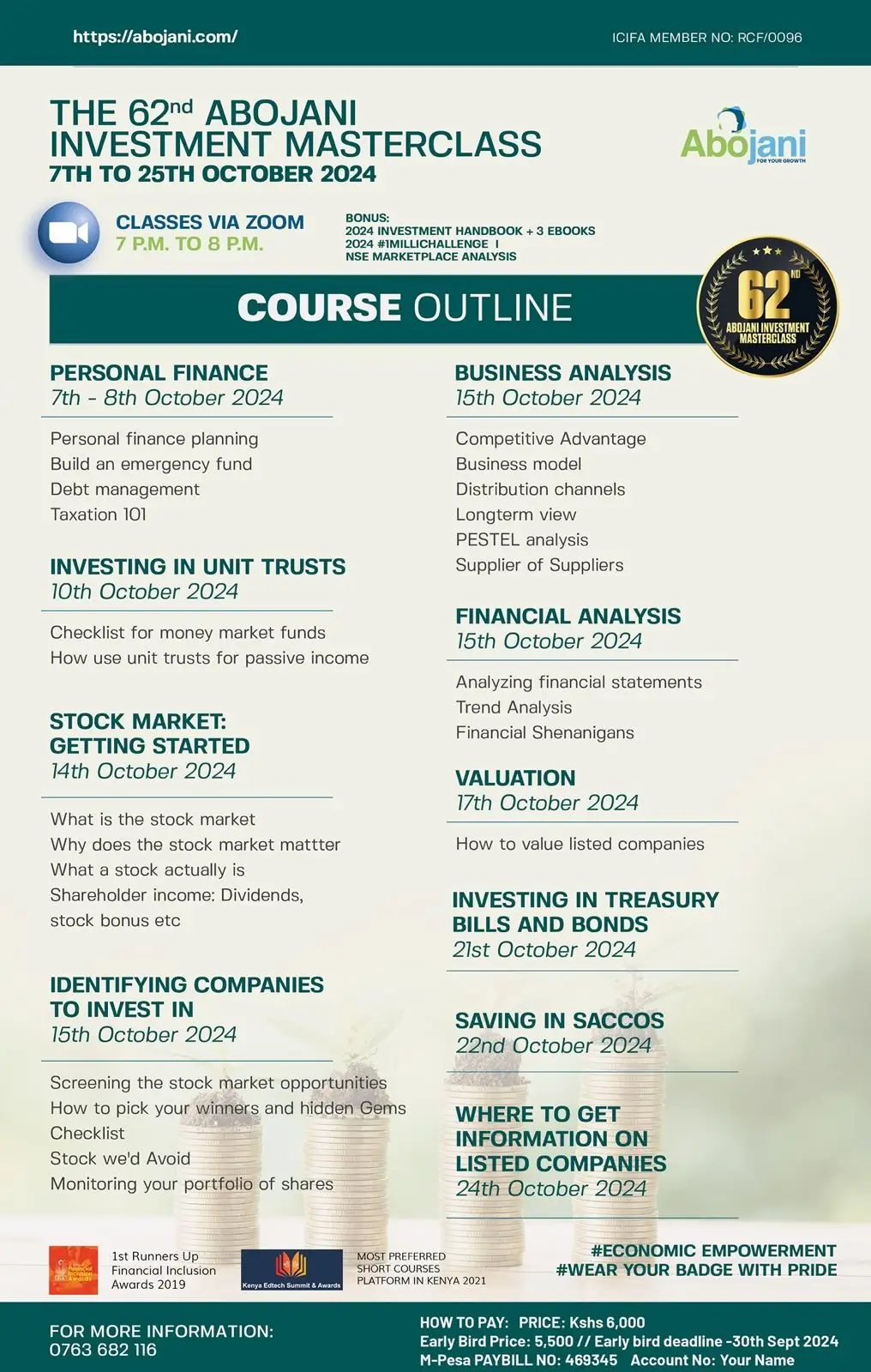 Course Outline 62nd Abojani Personal Finance and Investing Masterclass