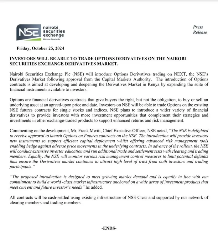 The Nairobi Securities Exchange, under the leadership of Frank Mwiti, has expanded its offering once again.