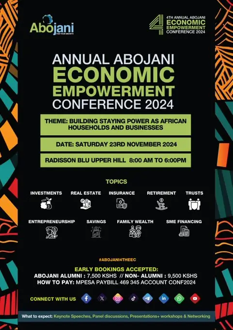 We are very ready for the 4th Abojani Economic Empowerment Conference that will take place on 23rd November 2024.