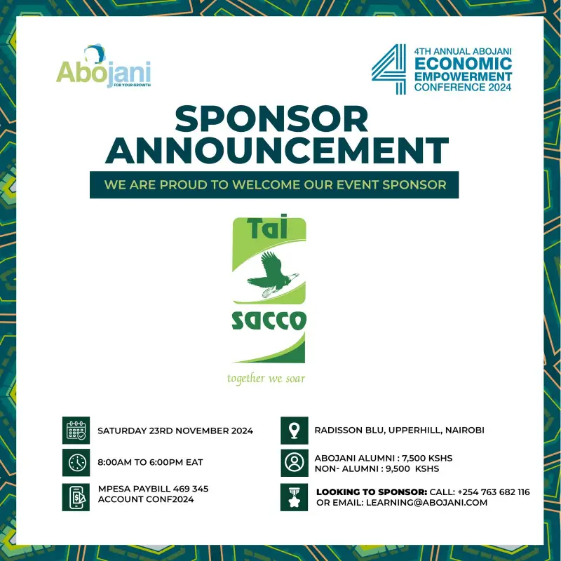 Tai SACCO has joined the list of sponsors for our upcoming Economic Empowerment Conference