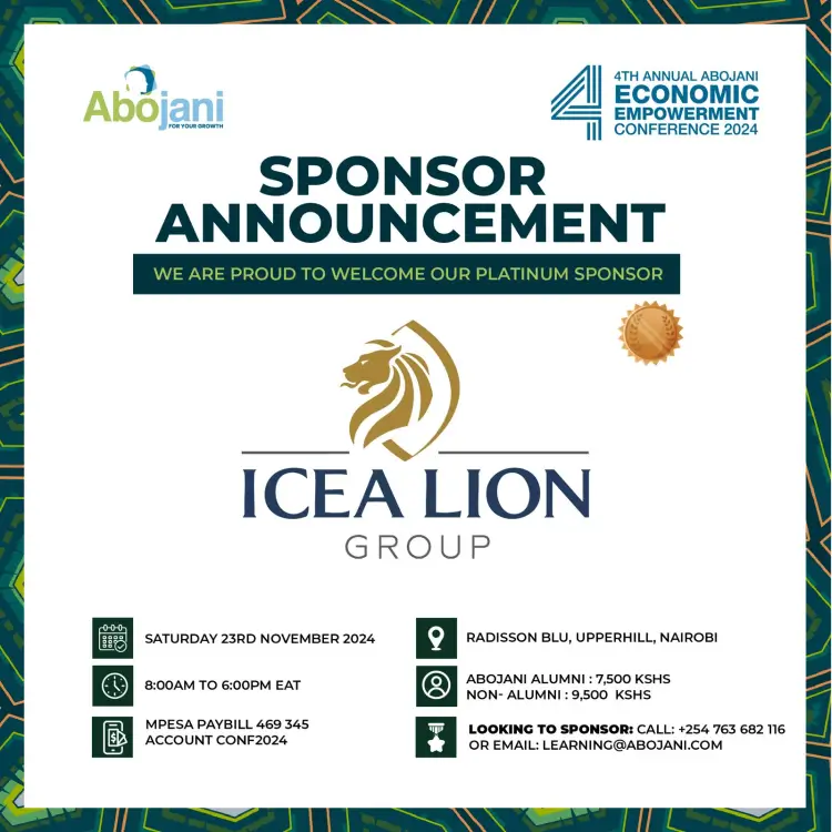 We're thrilled and honored to announce ICEA LION Group, one of Kenya's most trusted insurance providers, as a sponsor for our upcoming Economic Empowerment Conference.