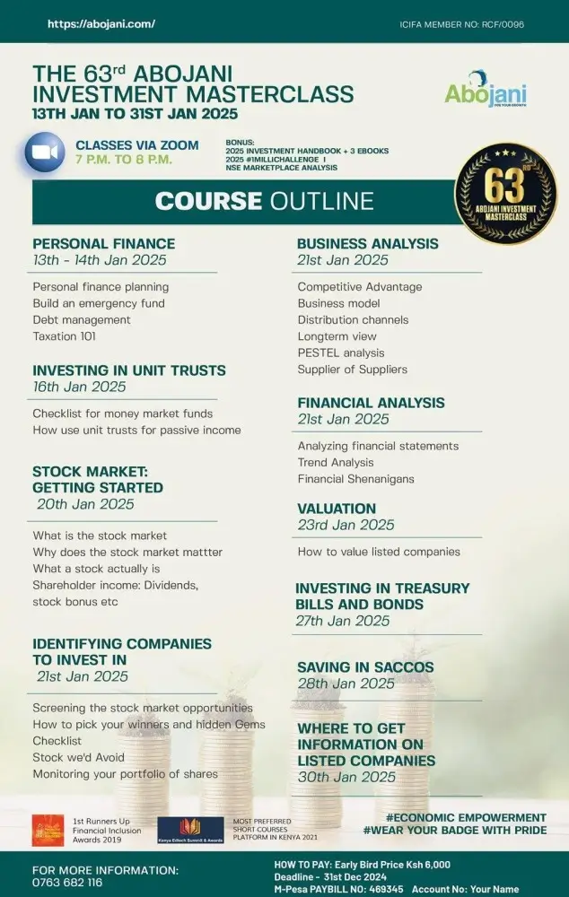 We’re kicking off the new year with a personal finance and investment masterclass in January 2025 Course Outline