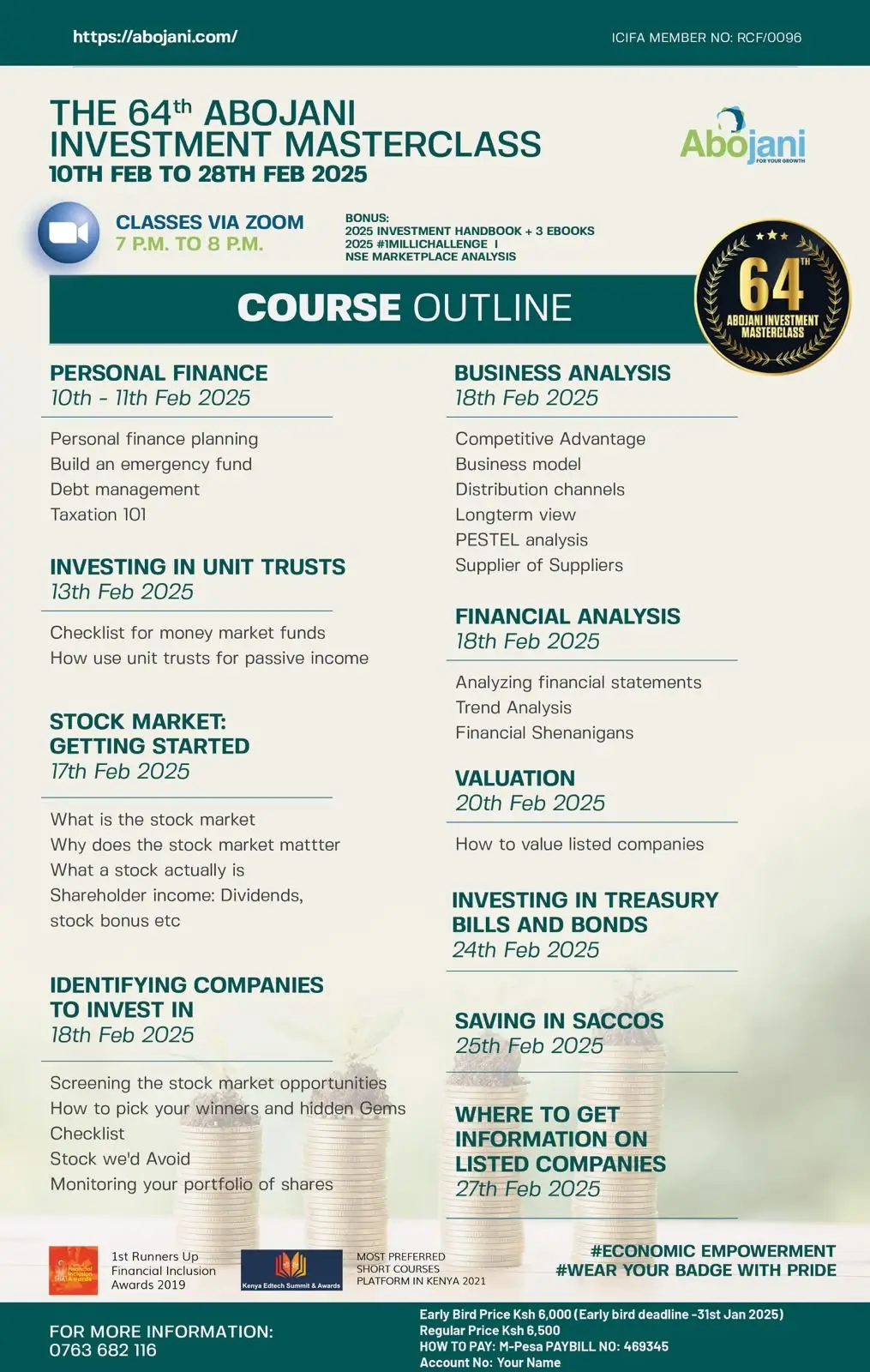 Course Outline - The 64th Abojani Personal Finance and Investment Masterclass Register February 2025