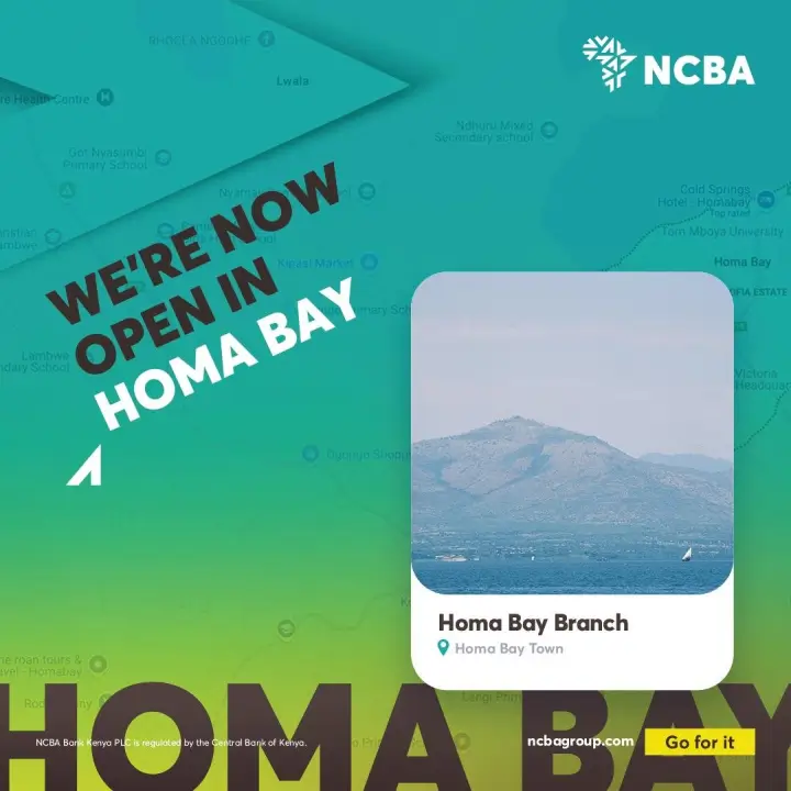 NCBA branch network has expanded from 104 branches in 2021 to a total of 118 branches by September 2024 Homabay