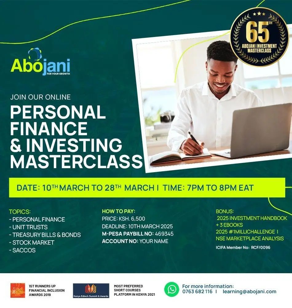 The 65th Abojani Personal Finance & Investing Masterclass is set to kick off on 10th March 2025. Have you booked your seat